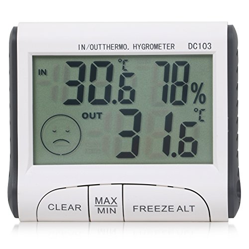 TRIXES digitales LCD Innen-Aussen-Thermometer und Hygrometer für Zuhause oder Gewächshaus
