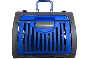PET GURU Large Pet Carrier For Cat Dog Rabbit Plastic Handle Box Crate Portable Carry Travel Cage (Blue)
