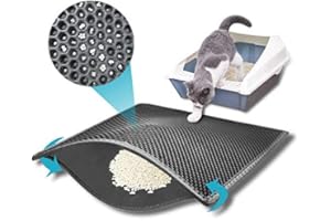 KAXIONAGE Easy Clean Cat Litter Mat: Large Cat Litter Box Mat for Floor, Plastic Cat Litter Trapping Mat (24 * 30in, grey)