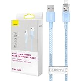 Baseus Explorer Serisi Hızlı Şarj Kablosu Akıllı Sıcaklık Kontrol&uuml; USB to iP 2.4A, 2m, Mavi