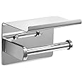 Ecooe Toilet Paper Roll Holder Stainless Steel Wall-Mounted with Spacious Shelf for Kitchen and Bathroom Paper Roll Holder Kitchen Roll Holder