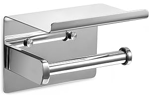 Ecooe Toilet Paper Roll Holder Stainless Steel Wall-mounted with Spacious Shelf for Kitchen and Bathroom Paper Roll Holder Kitchen Roll Holder