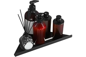 Biutimarden Mensola Angolare per Doccia,Senza Foratura Acciaio Inox Stoccaggio Portaoggetti da Bagno,Antiruggine Autoadesiva Triangolo Accessori Bagno per Bagno Cucina(Nero,30CM)