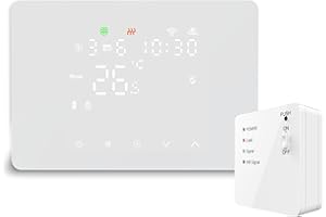 Domos - Termostato Inalámbrico WiFi Inteligente para Caldera y calefacción | Pantalla LED táctil, WiFi, programable, Control Remoto por App y Voz. Color Blanco