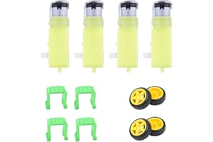 CHANCS DC Gear Motor Magnetic Anti-Interference Chassis Motor 4pcs Single Shaft for Robot Remote Control Car Geared Motor with Wheel