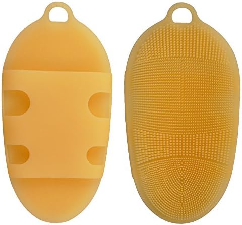 Silicone Scrubber 100% Pure Silicon Sponge Body Bath Brush (Orange)