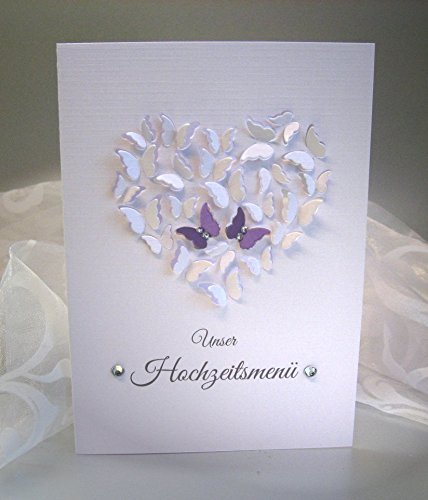 Menükarte zur Hochzeit 5 Stück incl.Einlegeblätter 11051 lila