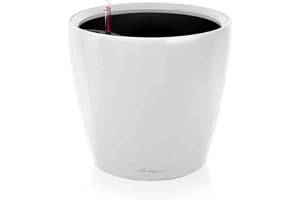 LECHUZA CLASSICO Premium LS 43 vit högblank 16080 | Inomhus, utomhus, dräneringshål, högkvalitativ plast, frostbeständig, vat