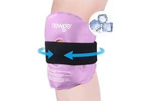 NEWGO Knee Ice Pack Wrap - Reusable Gel Ice Wrap for Leg Injuries, Hot Cold Pack for Post Knee Surgery, Joint Pain, Arthritis, Injuries, Swelling, Meniscus Tear, ACL (Purple)