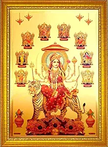 ADA Handicraft Hindu Lord Goddess God Religious Framed Painting for Wall and Pooja/Hindu Bhagwan Devi Devta Photo Frame/God Poster for Puja (35 * 25) cm