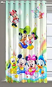 Kiyaan Polyester 3D Mickey Mouse Digital Printed Door Curtain for Kids Room (4 x 7 feet, Multicolour)