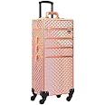 Adson Rolling Makeup Vanity Trolley Case 4-in-1 Portable Makeup Trolley Case Professional Cosmetic Organizer Makeup Vanity Traveling Trolley Case Cart Trunk(Holographhic Rose Gold)