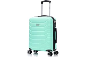 RAYKONG Maleta de Cabina 55x40x20cm Policarbonato (40L) semirígida Trolley pequeño Equipaje de Mano 4 Ruedas giratorios a 360º Cierre numérico (Menta)