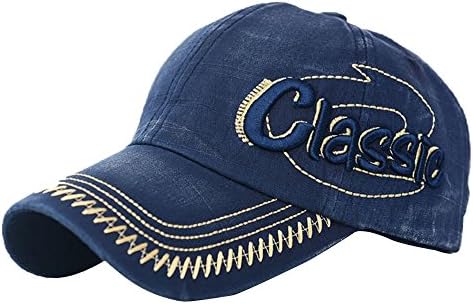 Kangqifen Mens Baseball Caps,Retro Washed Cotton Letter Embroidery Outdoor Sports Sun Hat,Adjustable(Blue)