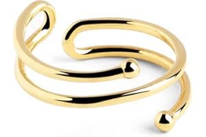 SINGULARU - Anillo Double Dot - Anillo Ajustable - Plata de Ley 925 - Talla Unica - Varios Acabados - Joyas para Mujer - Hecho en España