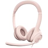 سماعة رأس ميكروفون سلكية فوق الأذن Logitech H390، صوت ستيريو رقمي، ميكروفون قابل للطي لإلغاء الضوضاء، كابل علوي