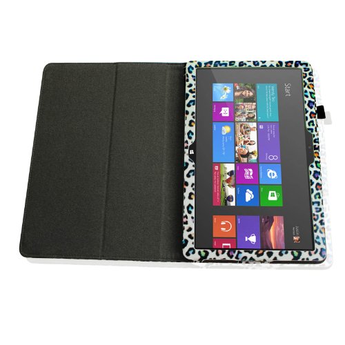 Fintie Schutzhülle Flip Case mit Stylus Halterung für Microsoft Surface RT/Surface 2 26,9 cm nicht kompatibel mit Windows 8 Pro – – ZB-Leopard Regenbogen Surface 2 / Surface RT - 6