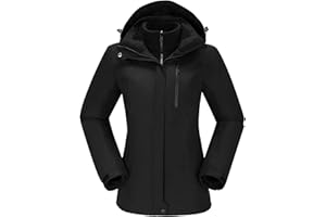 AMBAYZ Damen Skijacke 3 in 1 Wanderjacke mit Fleece Wasserdicht Atmungsaktiv Funktionsjacke Winterjacke Winddichte Outdoorjacke mit Abnehmbare Kapuze für Winter Sport
