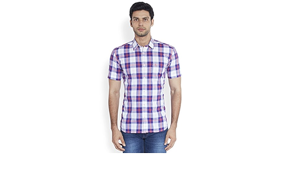 Parx Light Violet Checkered Men's Shirt 