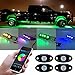 Produktbild Auto LED-Rock Light Kit & #-; 4 Pods RGB Multicolor Super Hell Neon Light mit Handy Bluetooth kabelloser Controller Timing Musik Modus Blinken Wasserdicht Stoßfest für Motorrad Truck Auto Boot