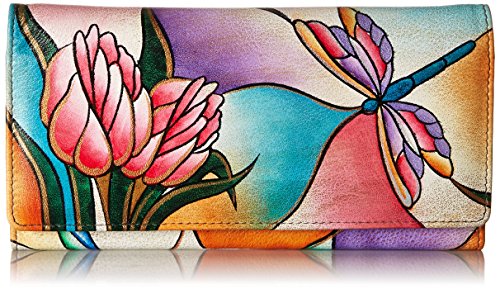 Hand Painted Genuine Leather Ladies Multi Pocket Wallet