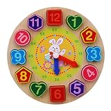HYhy Kinder Lehre Uhr Kinder Kognitive Digital Clock Threading Perlen Zahlen Uhr Spielzeug Form Passende Spielzeug Cartoon Tier Muster Uhr Spielzeug für Kinder Kinder Kleinkind, weißes Kaninchen