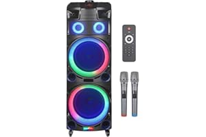 Intimidation HTM-7011 Portable Battery Speaker 2x 10" Bluetooth 9500W PA Sound System Karaoke