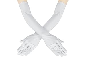 Meleager Guantes Largos Fiesta Mujer, 1 Par 53 Cm Gloves Negros/Rojos/Blancos/Rosas/Verdes/Morados, Guantes Mujer Elegantes de Años 20 Disfraz para Halloween