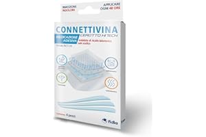 Connettivina cerotto Hi Tech Fidia farmaceutici | Formato 8x12 cm | Per escoriazioni, piccoli tagli e scottature | Imbevuto con Acido ialuronico sale sodico