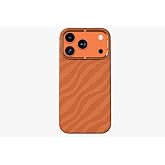 iPhone 17 Pro Max İle Uyumlu MagSafe Karbon Fiber Dokulu Manyetik Kılıf (turuncu)