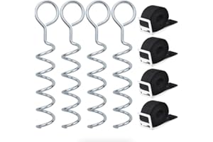 Zero Gravity Trampoline Tie Down Ground Anchor Fixing Kit, Heavy Duty, Strong and Galvanised (Corkscrew)