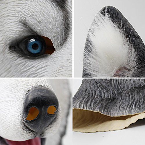 PartyCostume Deluxe Neuheit-Halloween-Kostüm-Party-Latex-Tierkopf-Schablone Masken Husky - 7