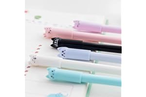 KINGGOO 6pcs / Set Kawaii Cartoon Gatto Gel Penna per Ragazza Regalo Cartoleria Carino Scrittura Maniglie di Scrittura Penne Bei Forniture Scolastiche per Ufficio