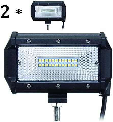 2 Pcs 5 Inch 72W LED Light Bar Flood Lamp Car Boat Truck Offroad Vehicle for Jeep Driving Light Waterproof IP67 DC10-30V