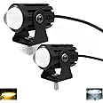 Autozap Mini Driving Fog Light Lamp Projector lens Spotlight Led Motorcycle Headlight Two Colors Motorbike Lighting System (12V, 30W) for Bike, car, tuck, van, tractor Pack of 2 White, Yellow