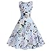 Produktbild Heiß! Damen Vintage Kleid Yesmile Hepburn 50er Jahre Retro Vintage Ärmelloses Party Kleid Dot Blumendruck Kleid Retro Abend Party Prom Swing Kleid Täglich Cocktailkleider (L, C-Blau)