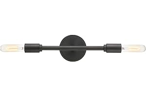 Phansthy 2 Light Head Vanity Mirror Light Retro Industrial Double Sconces Wall Light for Hallway Kitchen Living Room Bedroom Adjustable Installation Angle E27 (Black)