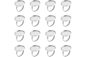 UNICRAFTALE 50 Pc Acciaio Inossidabile Componenti Anulari Regolabili Rotondo e Piatto Pad Ring Risultati di Base per la Creazione di Anelli (Vassoio: 20mm)