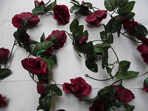 5FT 10" DEEP RED SILK FLOWER ROSE GARLAND/WEDDING FLOWERS/DECORATION/CRAFTS