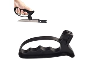 TMRBBESTY Affilatore Da Cucina Professionale,Affilacoltelli Manuale,Affilacoltelli Professionale,Per smerigliatura Grossolana, Smerigliatura fine, Affilatura e Sbavatura di coltelli e forbici(Nero)