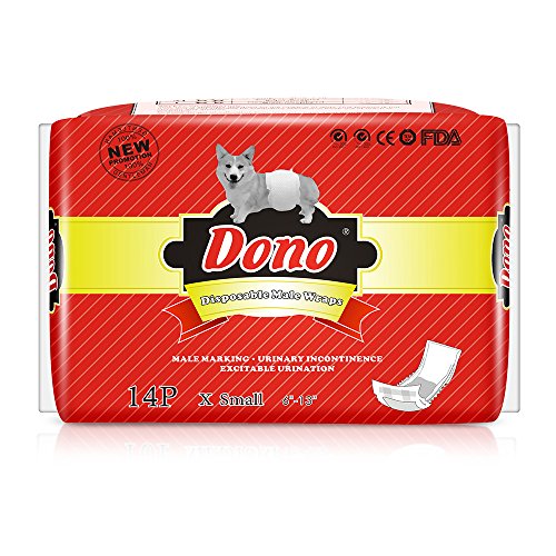 Pañales para mascotas para perros machos -DONO Nuevos pañales para perros desechables Abrigos para hombres Pañales súper absorbentes para perros machos (XS 14pc(6"-13"))