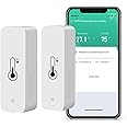 UanTii Smart Temperature Humidity Sensor Tuya Smart WIFI Indoor Hygrometer Works with Smart Life App and Amazon Alexa Google Home Voice Control(2pcs)
