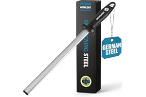 W WITHLENT Aiguiseur à Couteaux Diamant - 31 cm Bâton à Aiguiser Affiloir - Fusil en Acier Diamanté - Affûtage Cuisine Camping Outil Coutellerie