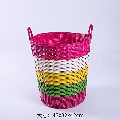 Luckyfree Laundry Basket Plastic Dirty Clothes Basket Toys Debris Snack Storage Basket, Pink Rainbow Color * Large
