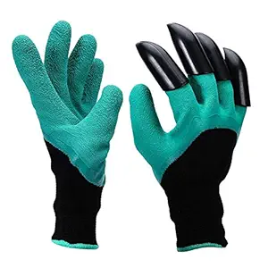 CINAGRO - Garden Gloves with Right Hand Fingertips with 4 ABS Plastic Claws for Pruning, Digging & Planting. (1 Pair)