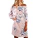 Produktbild FORH Frauen Kleid, Mode Schulterfrei Blumen Kleid lang Ärmel Bootshals mini Reizvolle Party Kleid (S, Rosa)