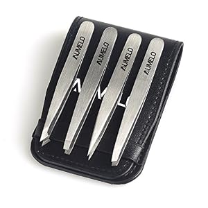 Tweezers Set 4-Piece Professional Stainless Steel Tweezers with Travel Case by Aumelo - Best Precision Eyebrow and… - Image 3
