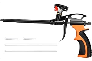 PAKINUI Pistola de Espuma Poliuretano, pistola espuma de construcción con recubrimiento de teflón, pistola de espuma de poliuretano con punta y válvula de cobre duraderas, para sellar, rellenar y aislar
