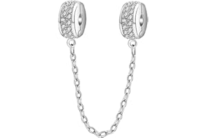 MEETCCY Sterling Silver Silicone Rubber Stopper Bead Charm Clip Locks Charm Bracelet Clip and Lock Safety Chain for Pandora Bracelet