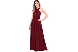 FYMNSI Damen Multiway Lange Abendkleid Hochzeit Brautjungfernkleid Bodenlang Partykleid Cocktailkleid Cabrio Wickelkleid V-Ausschnitt Festlich Kleid Rückenfrei Neckholder Maxikleid Sommer Strandkleid
